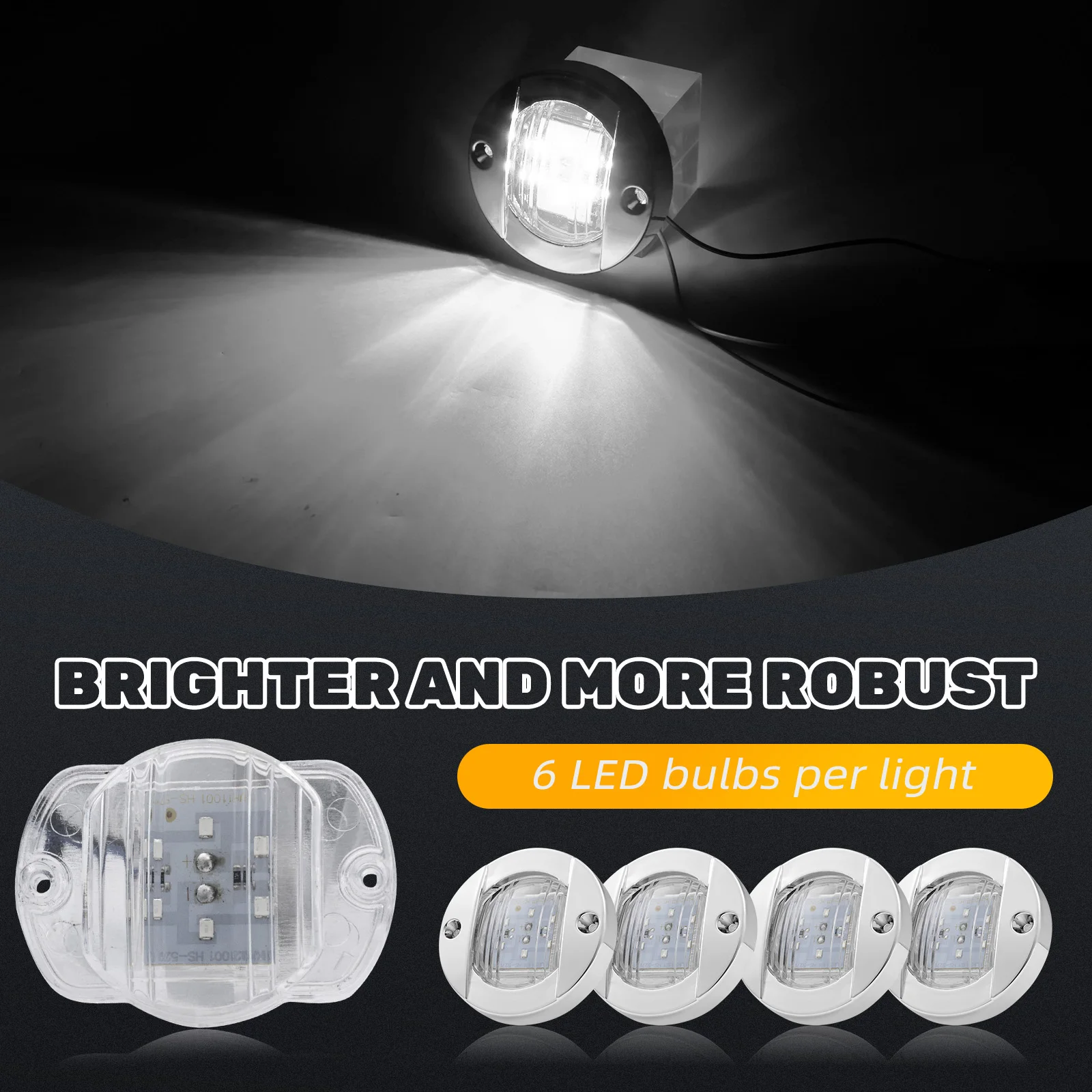 

4 Pcs 12V LED Boat Interior Light Cabin Deck Walkway Stern Light For Camper Van Caravan Motorhome Boat RV Accessories