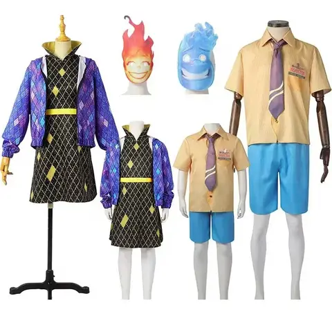 大人子供用エレメンタルアンバーコスプレ衣装映画水火エレメンタルクレイジーエレメントシティスーツガールズウェイドコスチュームドレスハロウィン