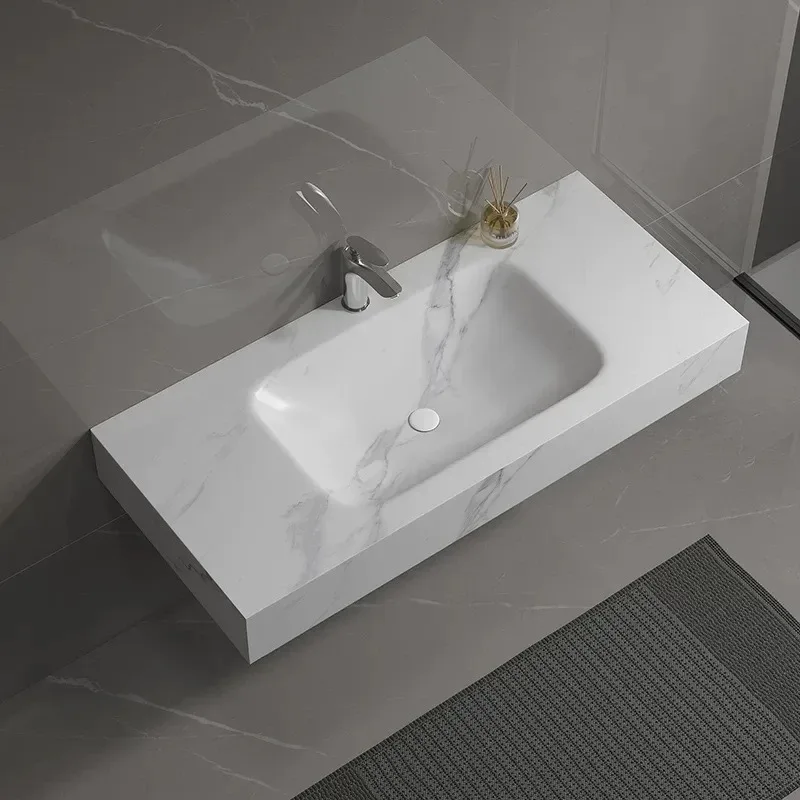Rock slab hot bending integrated basin single basin countertop washing table bathroom washbasin custom corner cutting