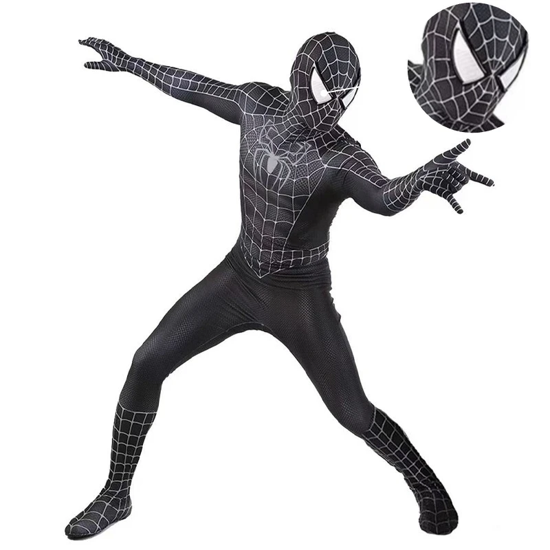 Black Venom Symbiote Spider-Man Zentai Bodysuit Superhero Cosplay Costume Adult Jumpsuit Halloween Carnival Party Fancy Dress