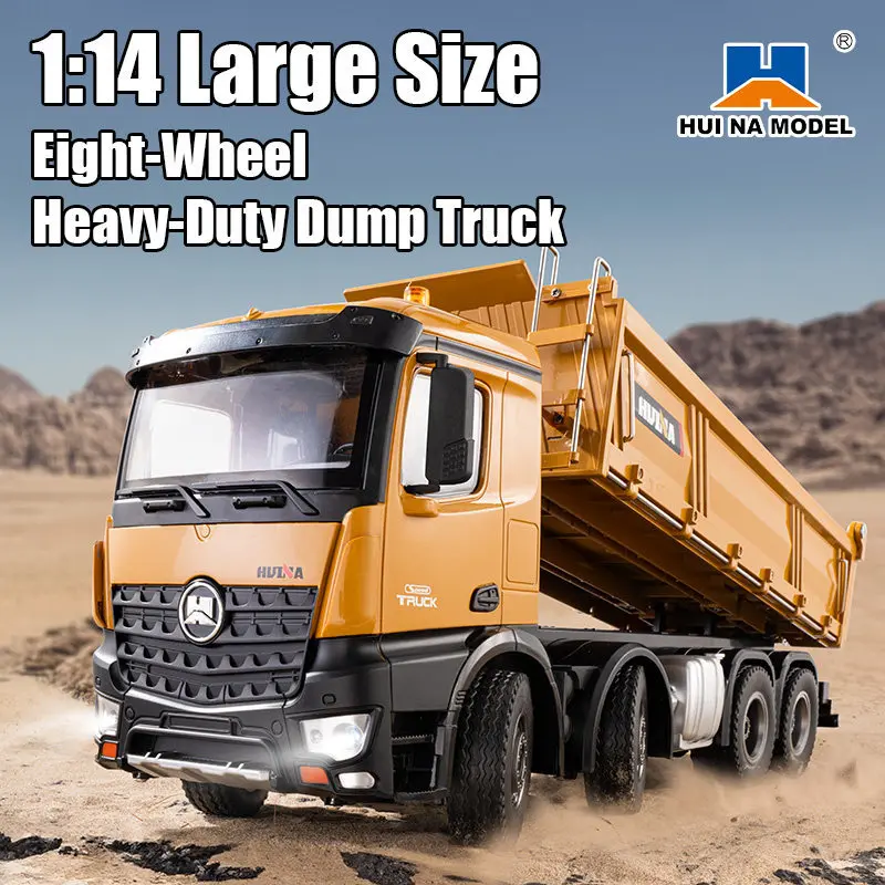 HUINA 536 12-CH 1:14 Alloy Remote Control Full-Scale 8-Wheel Heavy-Duty Engineering Dump Truck Remote Control Toy With Lights