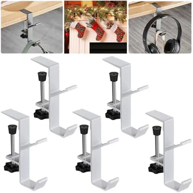 ABFU-2 In 1 Garland Stocking Hangers,No Drill Garland Fireplace Stocking Hanger,Adjustable Heavy Duty Garland Hanger