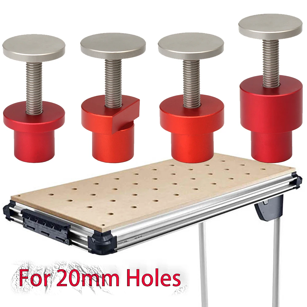 4pcs Workbench Table Peg Adjustable Height for 20mm Dog Hole Brake Stops Bench Clamp Precision Aluminum CNC Woodworking Workshop