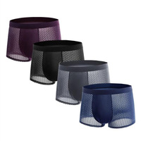 4Pcs Mesh Men's Underwear Ice Silk Cool Breathable Comfortable Fashion Sexy Men's Boxer Shorts
