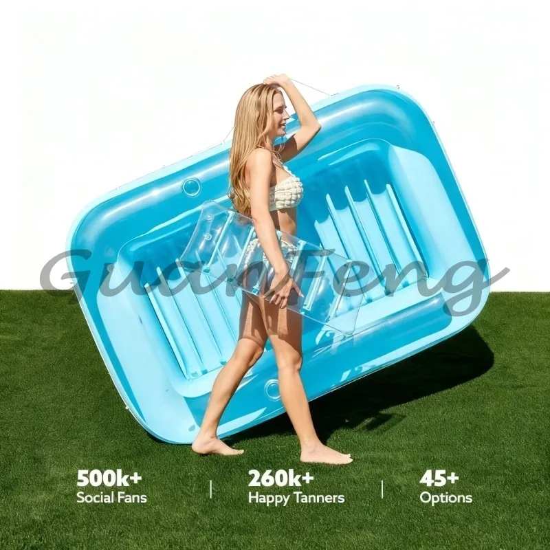 Durable inflatable lounge chair floats for swimming pools