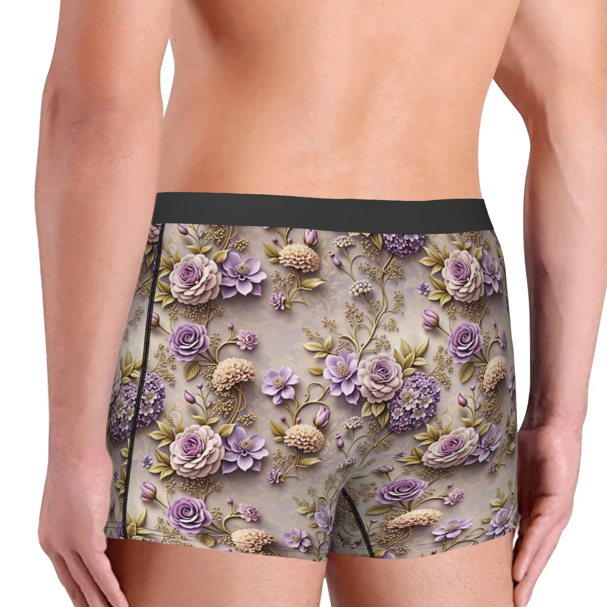 Novelty Fashion Trend 3D Flowers Boxers Shorts Panties Men's Underpants Comfortable Luxury High 3D Floral Briefs Underwear