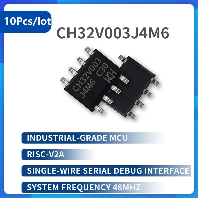 CH32V003J4M6  chip Industrial-grade MCU RISC-V2A, Single-wire Serial debugging Interface, 10Pcs/lot