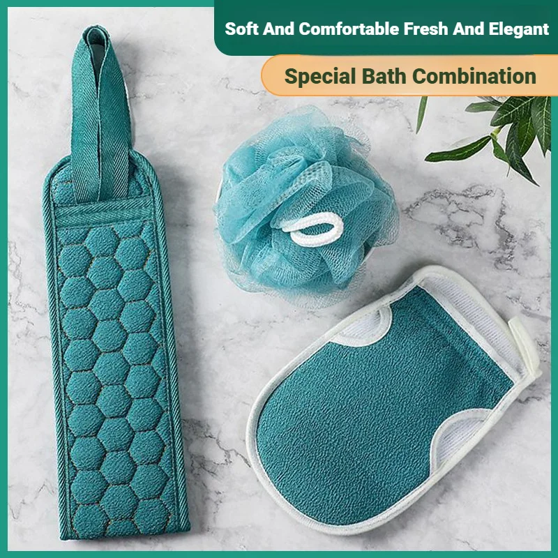 Exfoliating Body Care Kit Includes Back Scrubber Bath Glove Loofah Pumice Sponge For Dead Skin Removal And Comfortable Shower