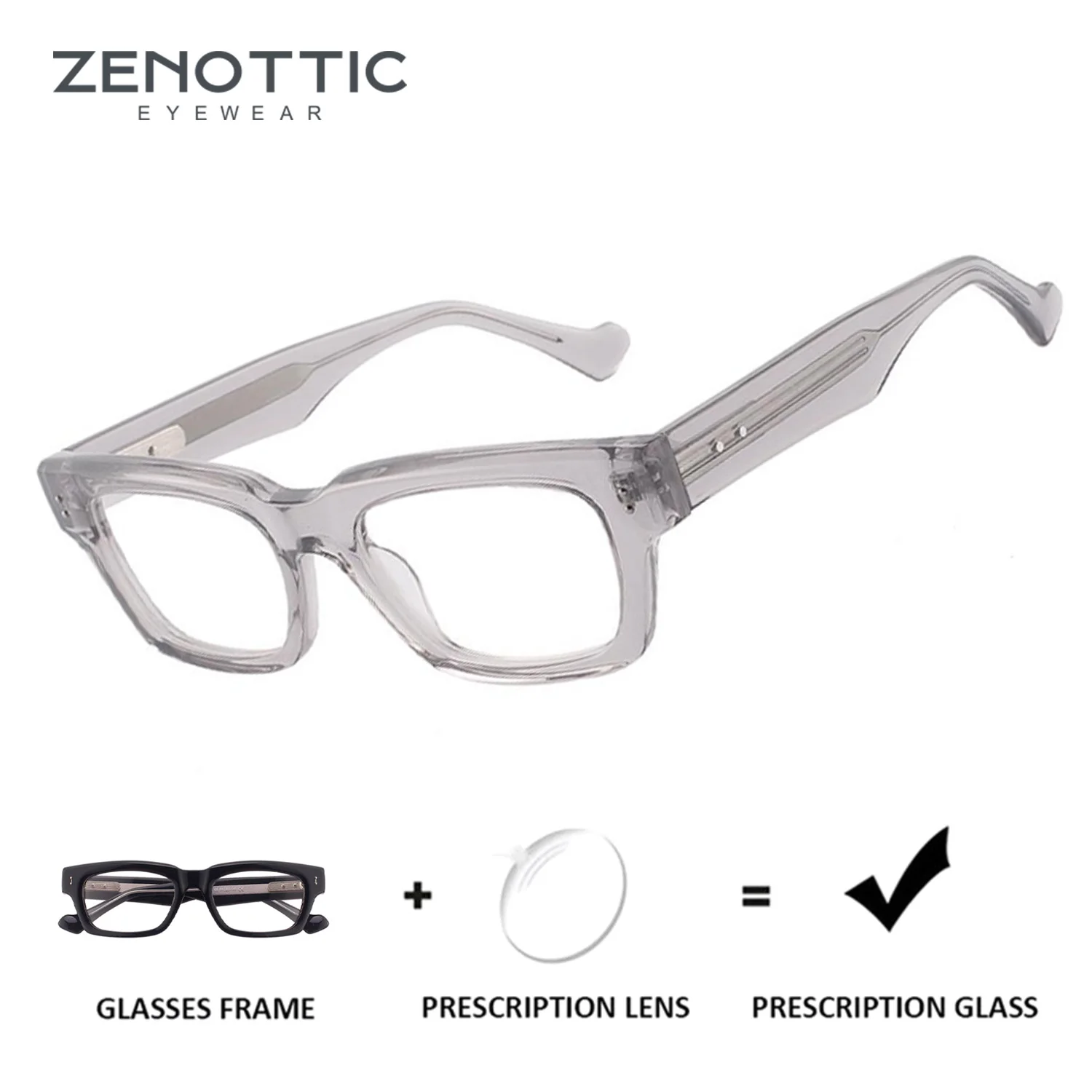 

ZENOTTIC Handmade Acetate Rectangle Prescription Glasses for Unisex Myopia Optical Eyeglasses Progressive Eyewear