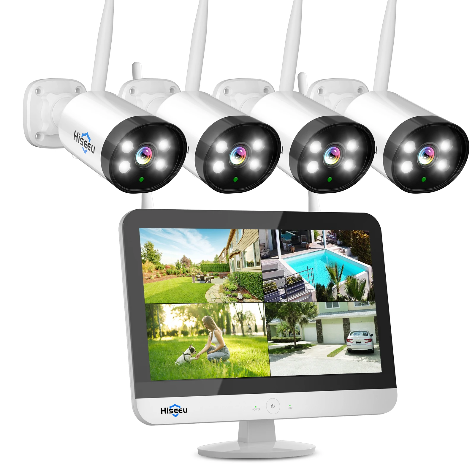 China Top 10 Camera Brands 3MP 12 Inch Monitor Motion Sensor Alarm Alexa IP66 Cloud 10 Ch Wifi Wireless Security CCTV Camera