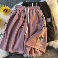 Summer Thin Corduroy Men's Shorts Student Five-Point Loose Straight Vintage Harajuku Style Casual Summer Shorts for Men