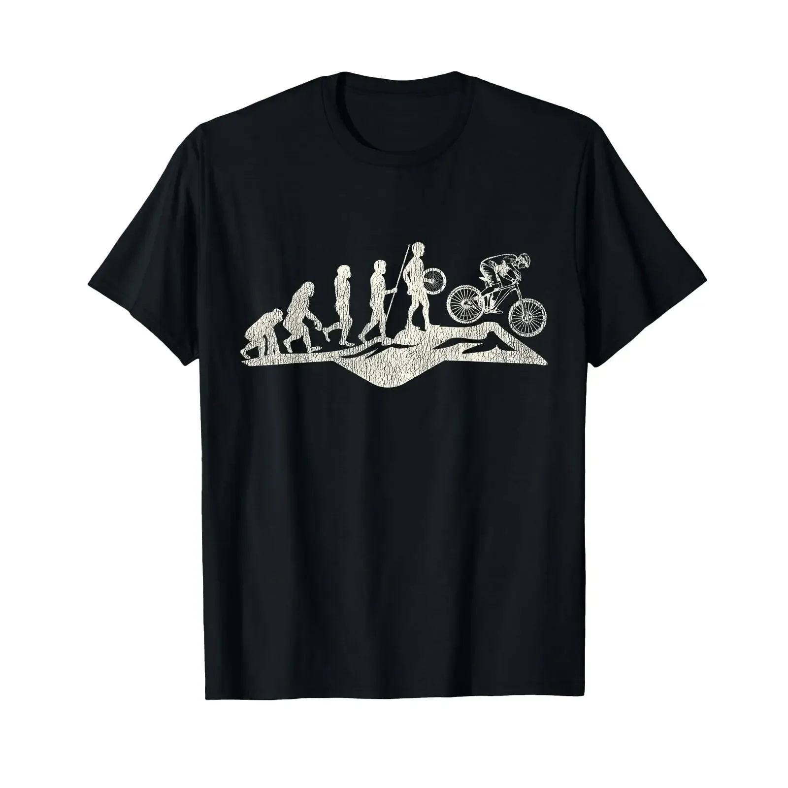 T-shirt de vélo de montagne Downhill Evolution MTB Idea, noir, vintage, délavé, décontracté, pour un usage quotidien, avec graphisme léger