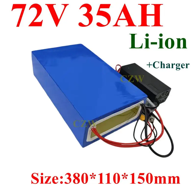 

czw72v 35Ah lithium ion battery BMS 20S li ion battery for 2000w 3500w 7000w scooter inverter go cart motorcycle +5A charger