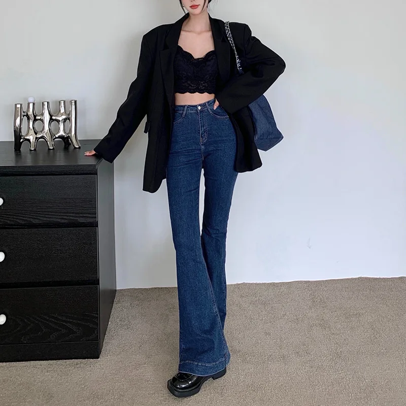 High Waist Bell Bottom Jeans Women's Autumn Winter American INS Trendy All Matched Tightened Hip Lifting Slimming Long Pants