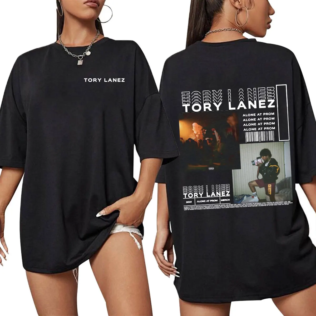 

Лето 2025 года, рэпер Tory Lanez Alone At Prom Album, графическая футболка из 100% чистого хлопка с принтом для мужчин и женщин, хип-хоп, негабаритная повседневная футболка
