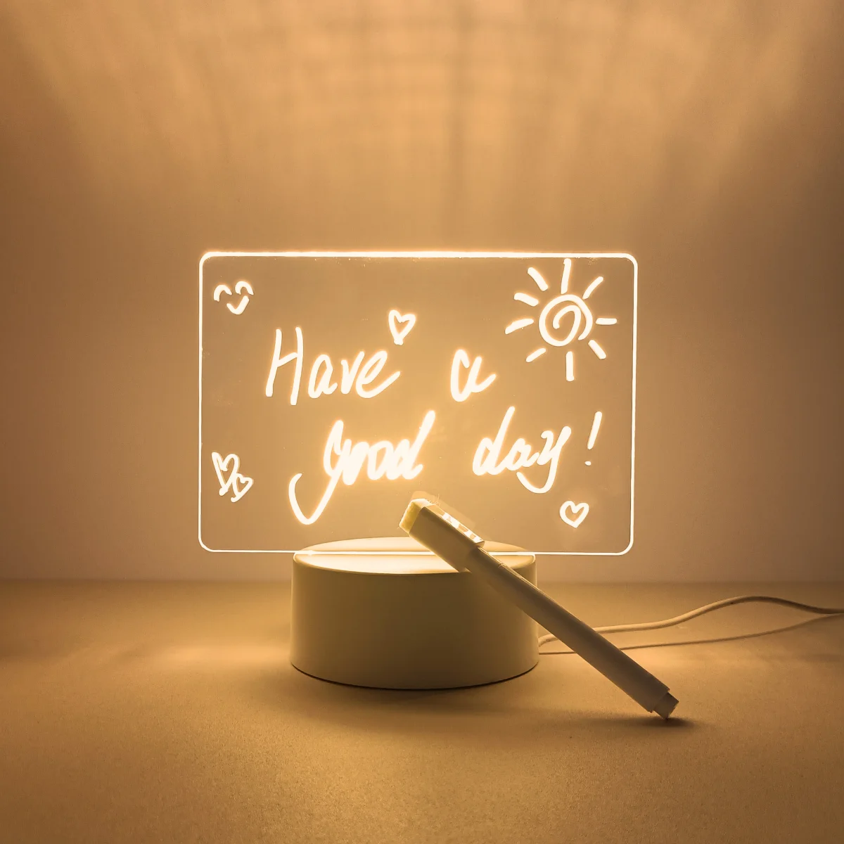 1pc warm light DIY 3D night light with writing pen, USB power supply, unleash imagination and creativity, a great gift.