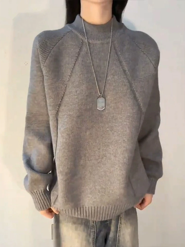 

Cleanfit ey f High Ne Men's Knitwear American Retro Sle Loose Fit Autumn Outerwear Comfortable Soft Polyester Fiber