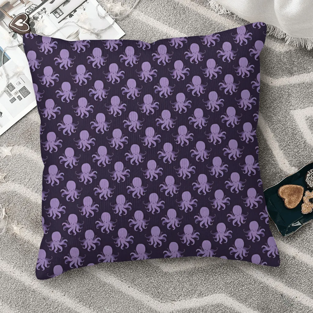 

Purple Octopus Pattern Polyester Cushion Cover For Bedroom Office Decorative Washable Throw Pillowcase