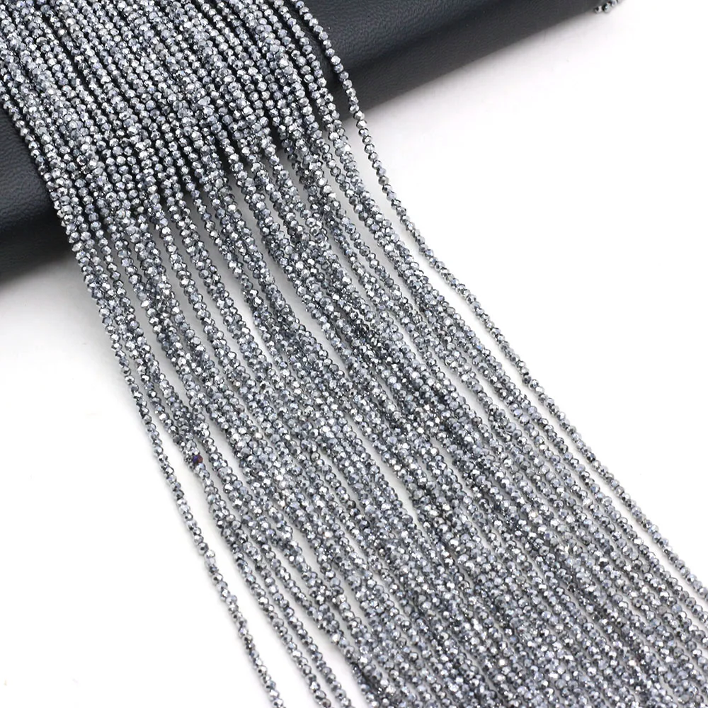 5 Piece 3mm Silver Natural Stone Small Round Beads  Faceted Loose Spacer for Jewelry Making DIY Bracelet Necklace Accessory 38cm