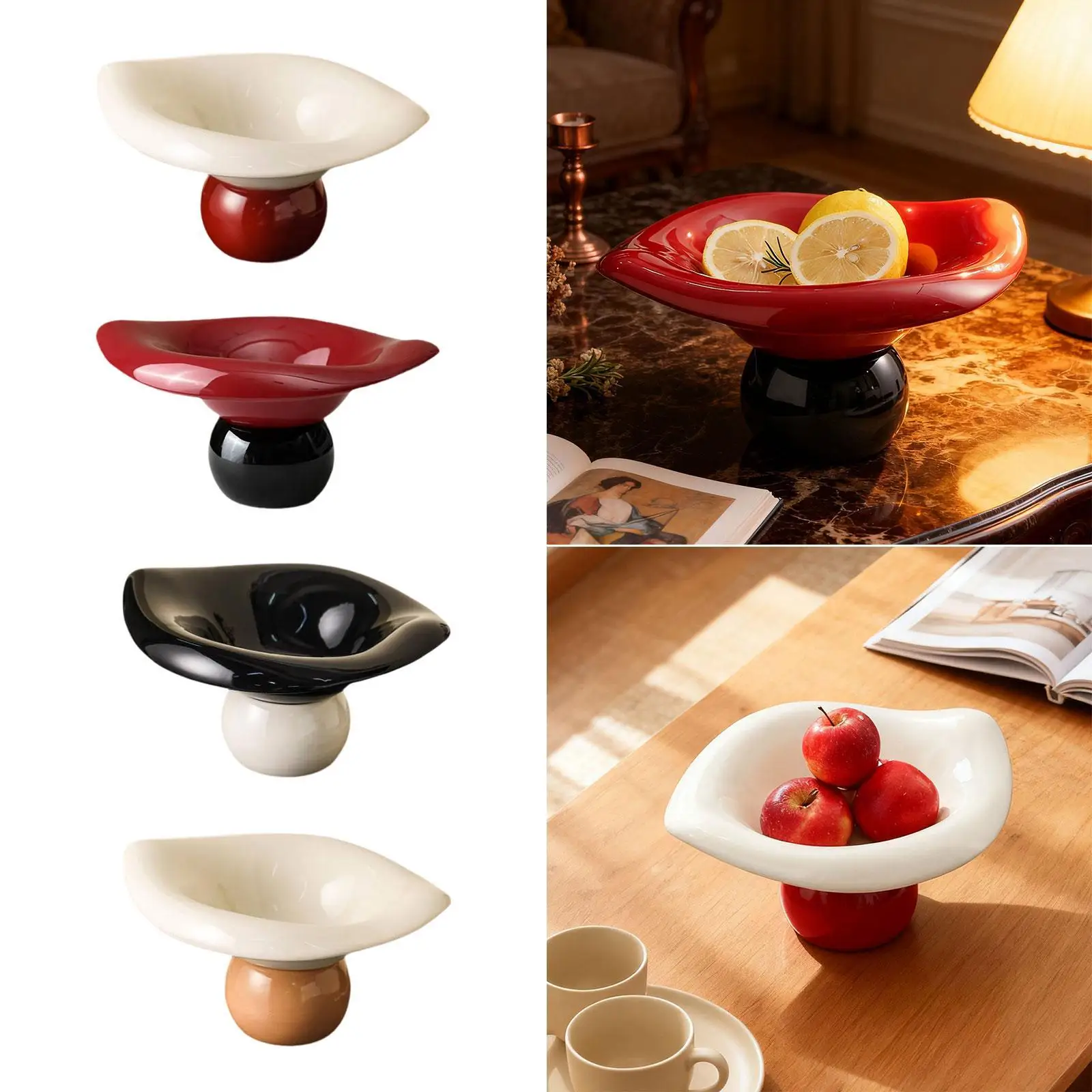 وعاء مزخرف بقاعدة للقدمين لديكور سطح المكتب للخضروات وغرفة الطعام