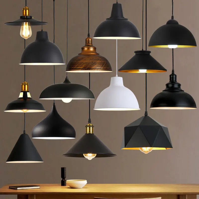 

Pendant Lamp Iron Retro Black Dining Table Lamp Simple Dining Room Pendant Lamp Bar Lamp