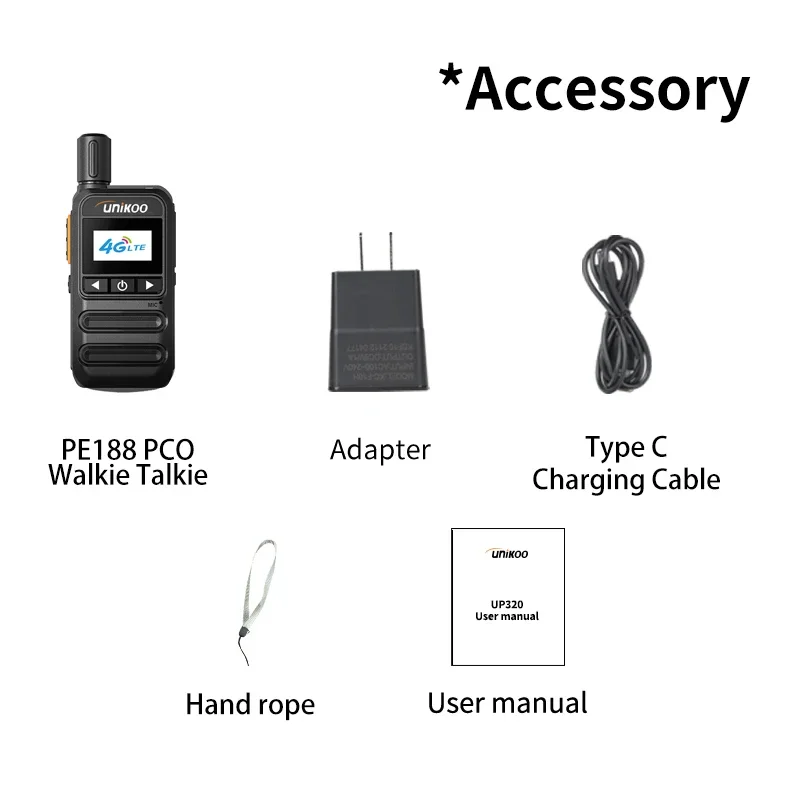 2PCS Unikoo PE188 POC Mini Portable Walkie Talkie Global 4G Type-C Long Range 5000 Kilometers Remote PPT Network Radio