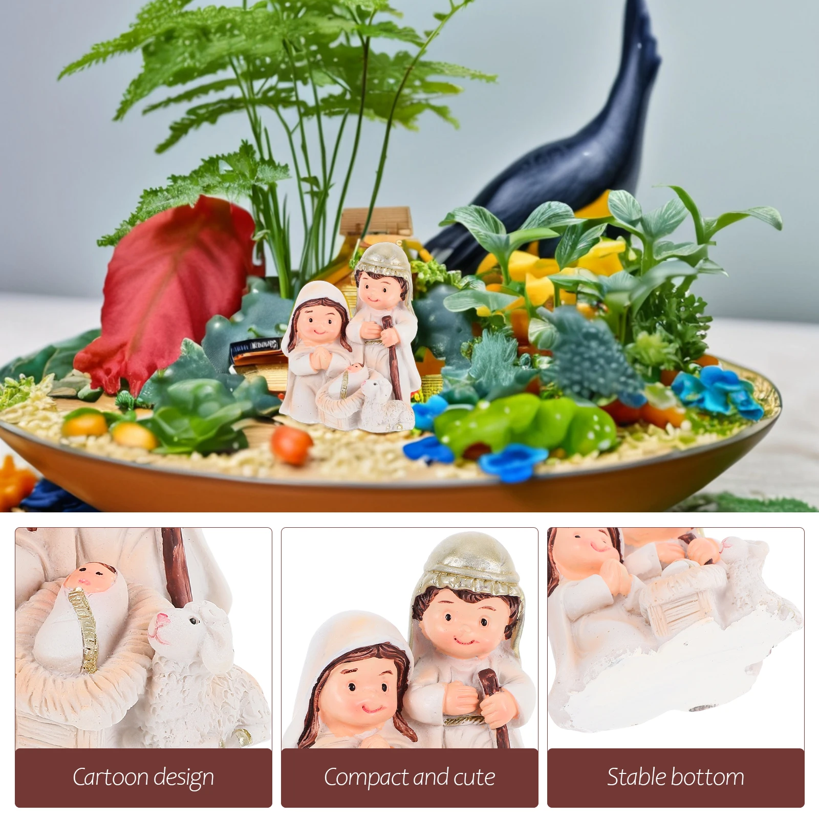

Baubles Christmas Ornaments Religious Jesus Church Decor Figurines Resin Mini Nativity Decorations
