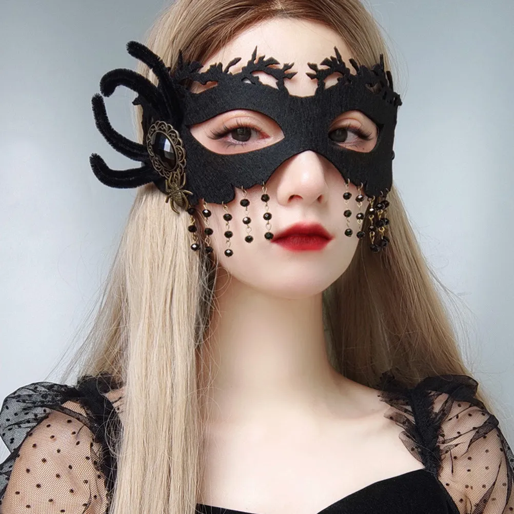 1pc Spider Mask Black Half Face Halloween Cosplay Party Masquerade For Women Decorative Costume Dancing Performance Masks