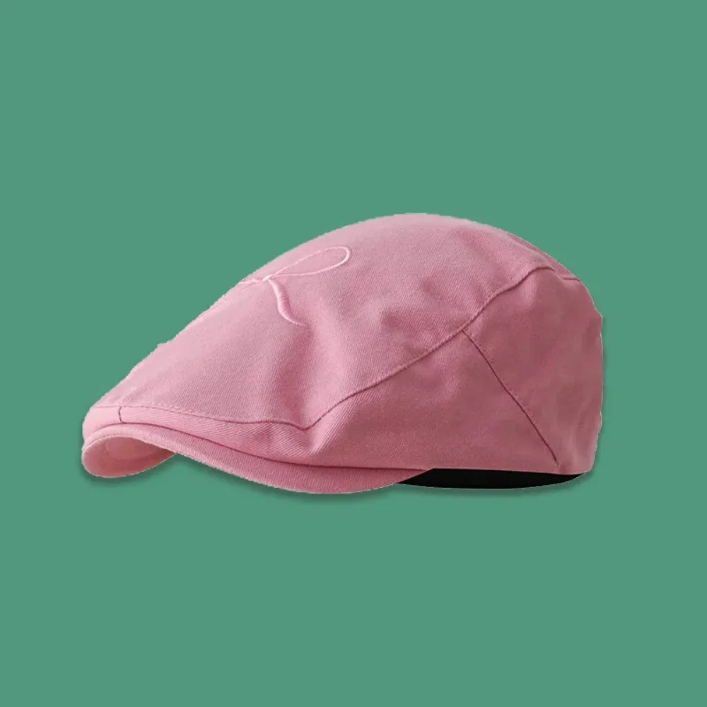 Topi baret Y2K bahan katun, topi Sekolah motif pita kupu-kupu, topi katun 54-59cm untuk seniman, topi Sekolah