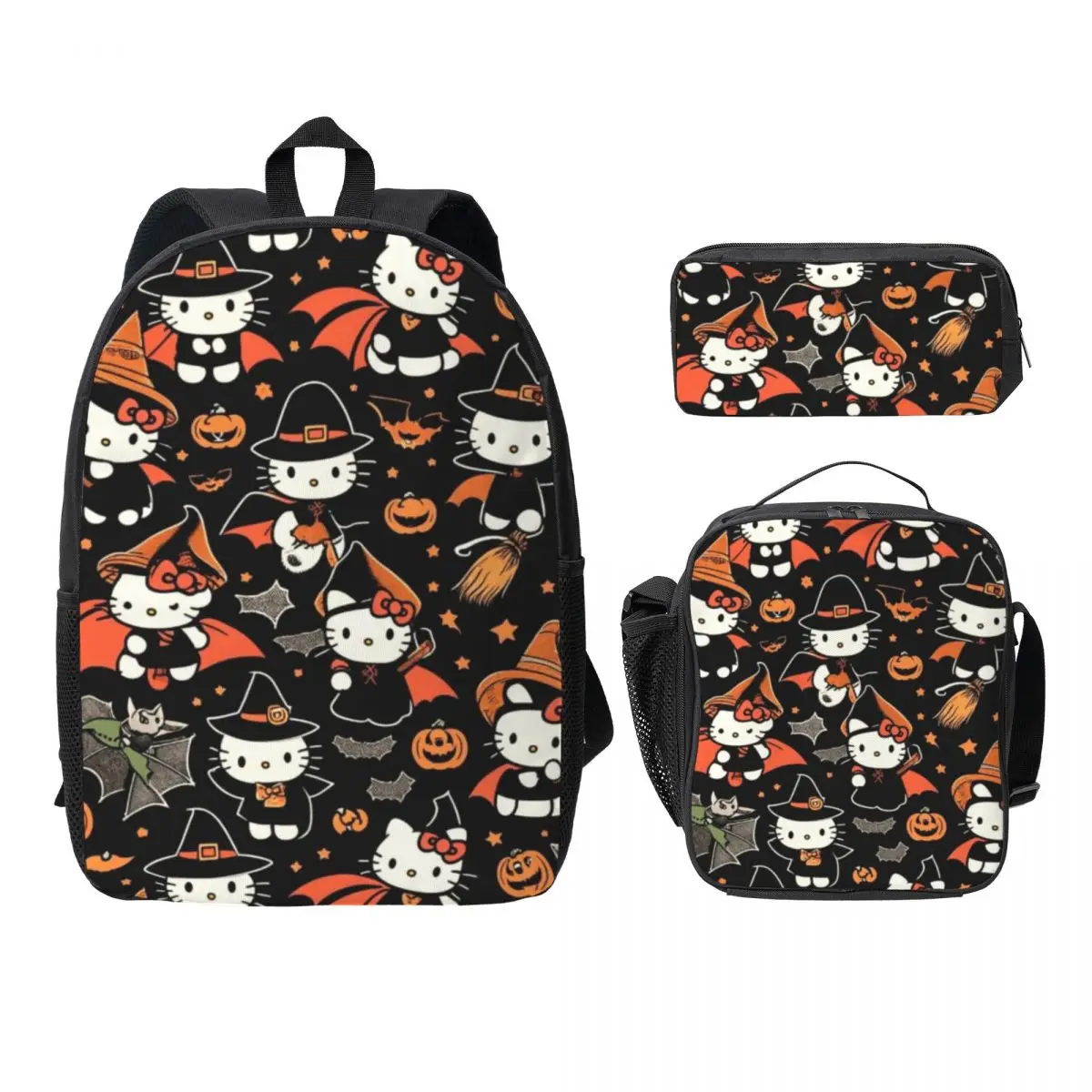 Hello Kitty 17-Inch Backpack, Lunch Bag, and Pencil Case Set Durable and Stylish 3-in-1 Combo for School and Travel