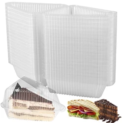 300/100Pcs Cake Slice Container Clear Triangle Dessert Box Reusable Food Packing Box Stackable Sandwich Holder for Fruit Cake