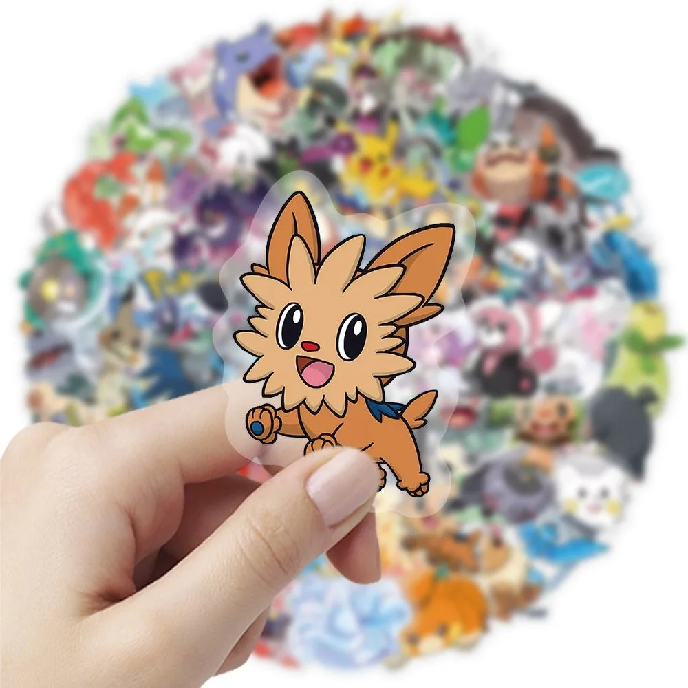100Pcs Pokémon Stickers Cute Cartoon Transparent Waterproof Decals for Laptop Phone Journal DIY Decoration