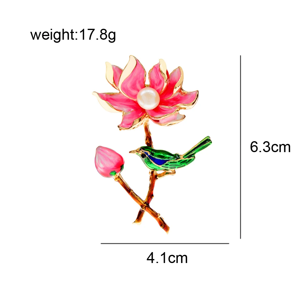 CINDY XIANG Magpie And Flower Brooches For Women Enamel Colorful Fashion Pin Shirt Accessories Bird Jewelry High Qaulity