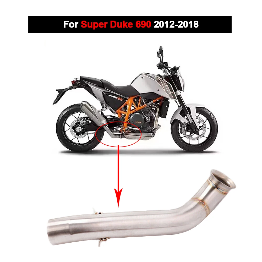 

51MM Motorcycle Exhaust Modified Stainless Steel Mid Link Pipe Connect Muffler Slip On For Super Duke 690 2012-2018