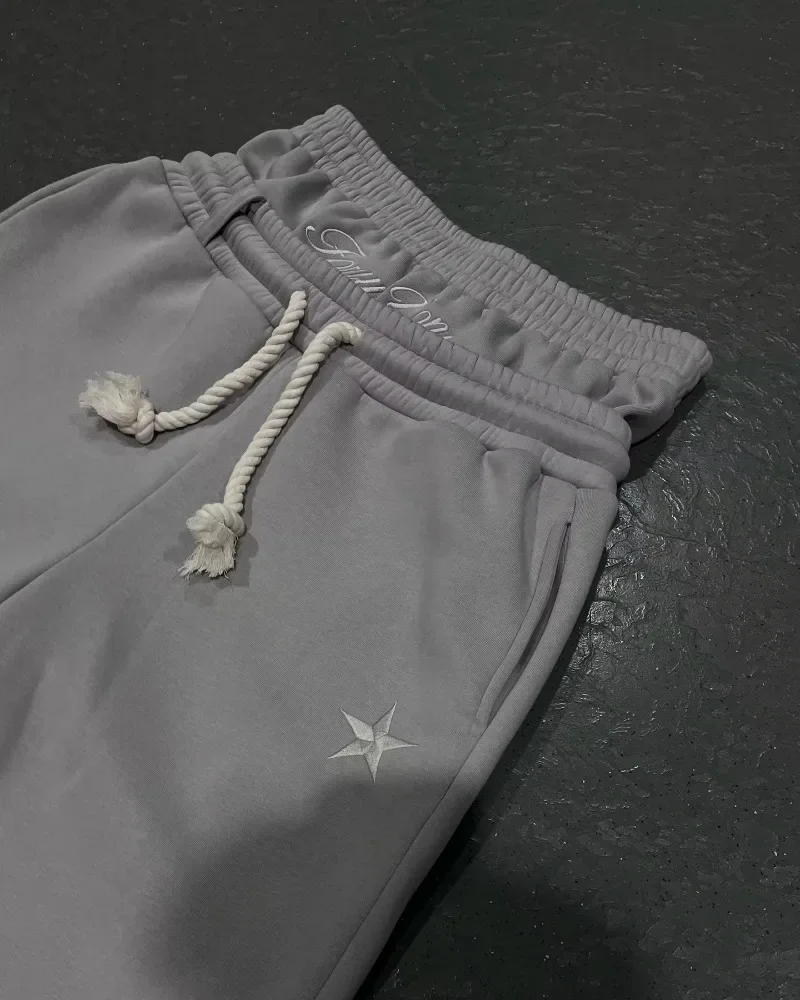 Y2K americano nuevo Harajuku Vintage pantalones de chándal sueltos de doble cintura hombres ropa de calle Hip Hop letras populares bordadas pantalones casuales