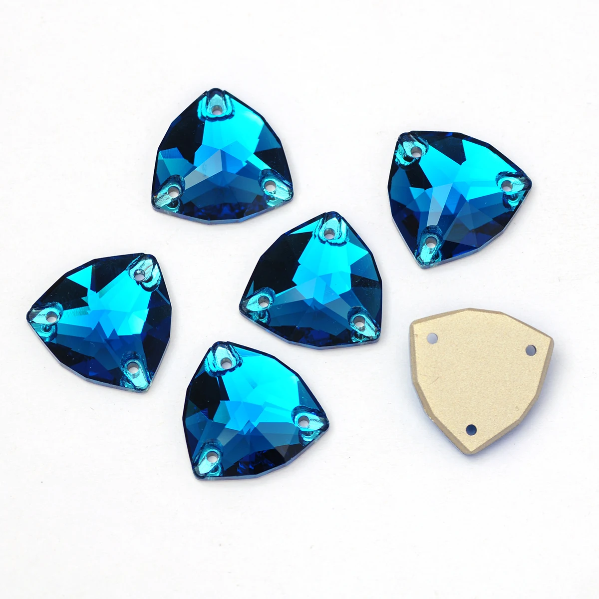 PUBRILEX Blauer Zirkon Rivoli Tropfen Kosmische Kristallsteine Flache Rückseite Strass zum Aufnähen für Kleidung, Kleider, Handarbeiten und Dekoration – Detail 12