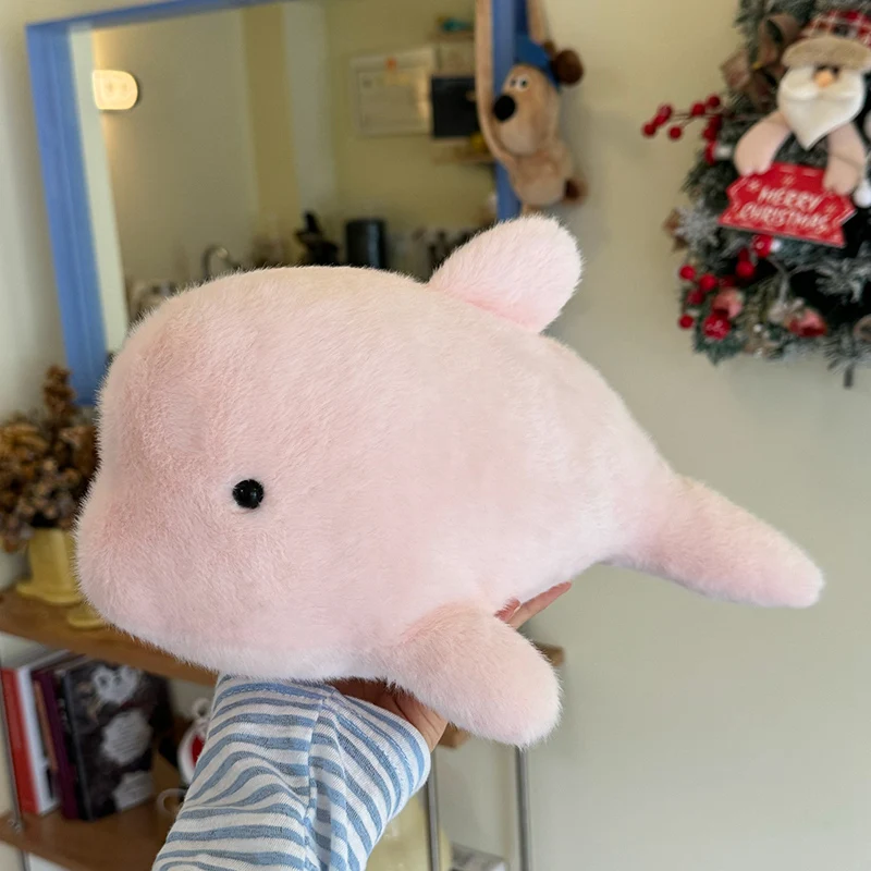 28/42cm New Soft Plush Simulation Pink Dolphin Plushie Doll Stuffed Cartoon Animal Toy Mascot Peluche Pillow for Children