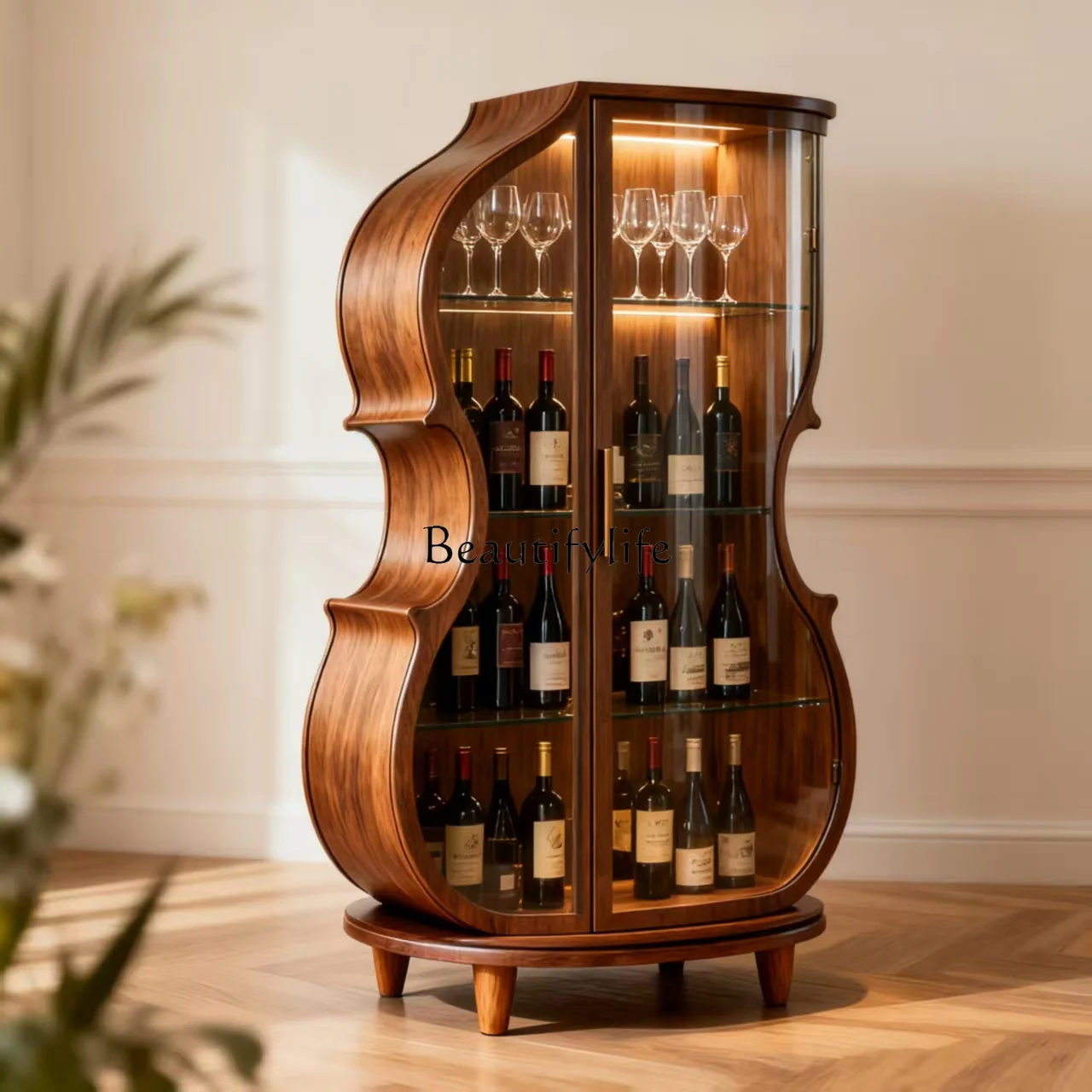 

American Cello North American Black Walnut Display Cabinet Living Room Art Solid Wood Wine Cabinet