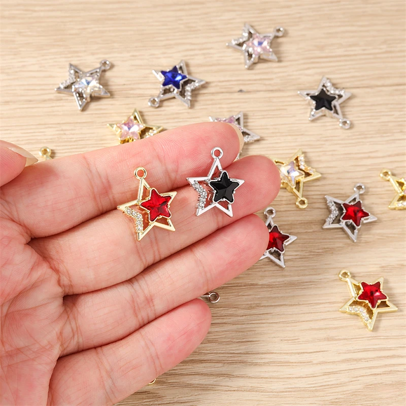 5 Stück niedliche, gemischte Metallanhänger in Form von Sternen und Wolken zum Basteln von Halsketten, Ohrringen und Armbändern, für DIY-Handarbeiten und Schmuckzubehör. – Detail 11