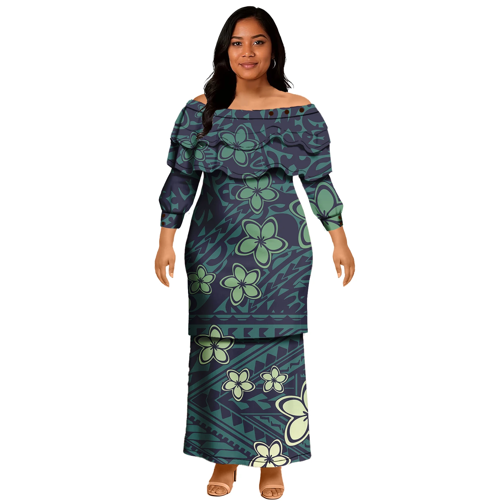 Women's Dress Asia & Pacific Islands Clothing Samoa Puletasi Polynesian Tribal Samoan Elegant Dress Long