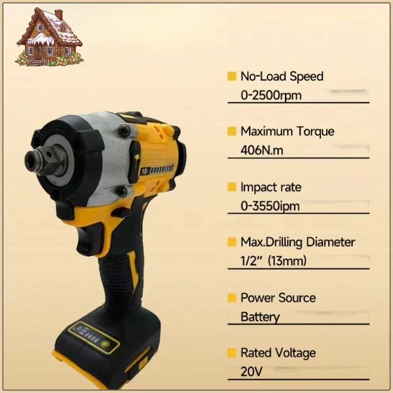 디월트 20V 배터리 호환 DCF921 아토믹 맥시멈 무선 렌치 1/2인치 무선 임팩트 렌치 가변 속도 충전 렌치
