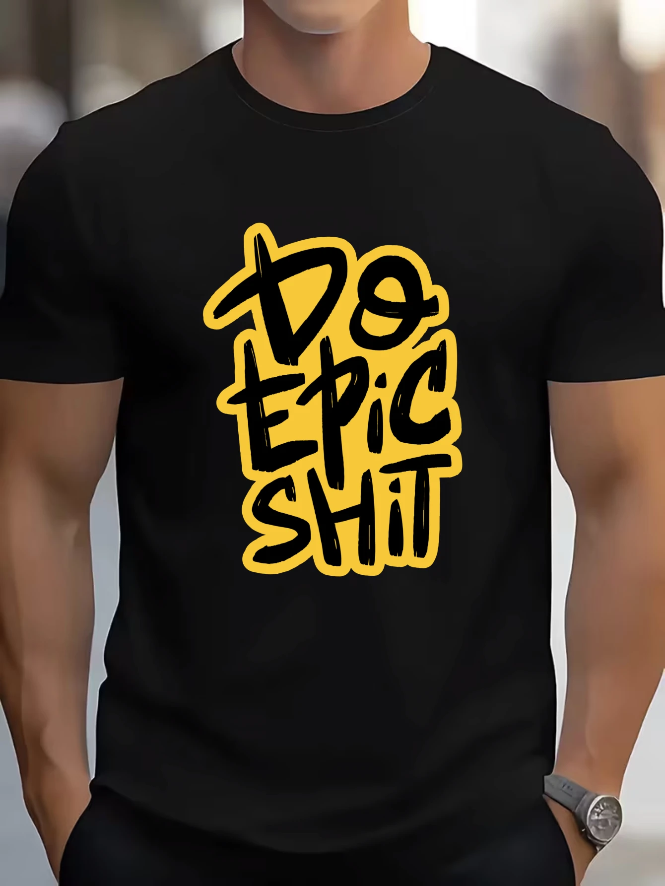 

Men's "Do Epic Sht" Letter T-Shirt Motivational Retro Casual Streetwear Cotton Tees