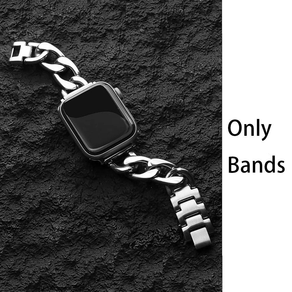 Strap For Apple Watch Band 9 8 7 41mm 45mm 40mm 44mm Stainless Steel Metal Link Bracelet iWatch Ultra 49mm 6 SE 5 4 Accessories