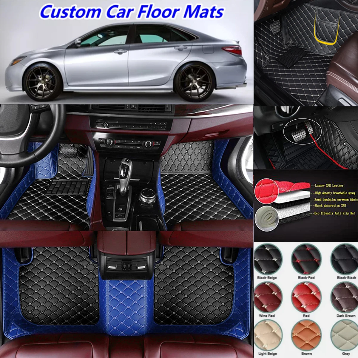 3D PU-leather Waterproof Custom Car Floor Mats For Lexus LS LS350 LS400 LS430 LS460 LS500 LS500h Auto Carpet Accessorie Liners