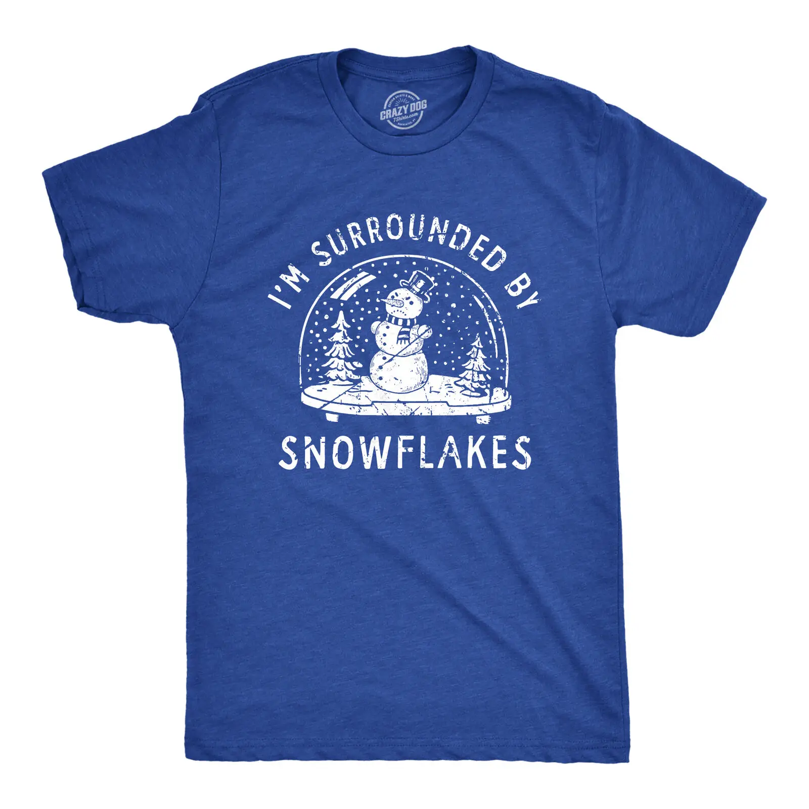 Mens Im Surrounded By Snowflakes T Shirt Funny Winter Snowman Snow Globe Tee For