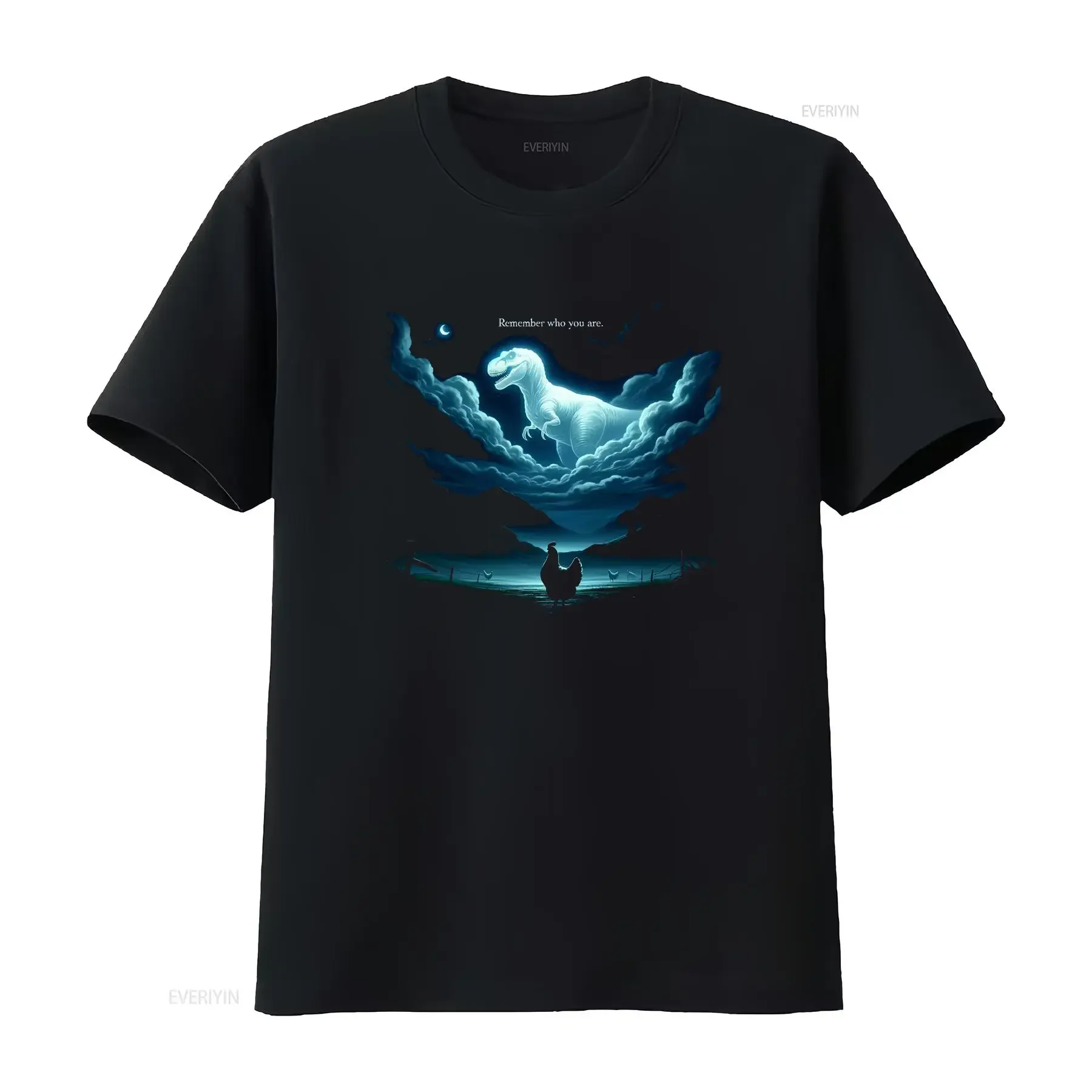 T-shirt humoristique « Souviens-toi de qui tu es » avec motif évolutionaire, dinosaure et poulet, style vintage délavé, confortable pour homme
