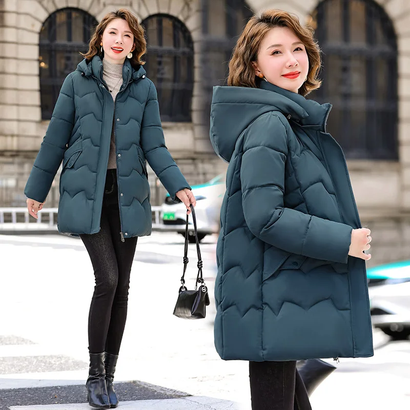 Women Jacket Windproof Rainproof Thick Warm Long Puffer Coat White Female Basic Snow Overcoat Winter Parkas Hooded Down Cotton