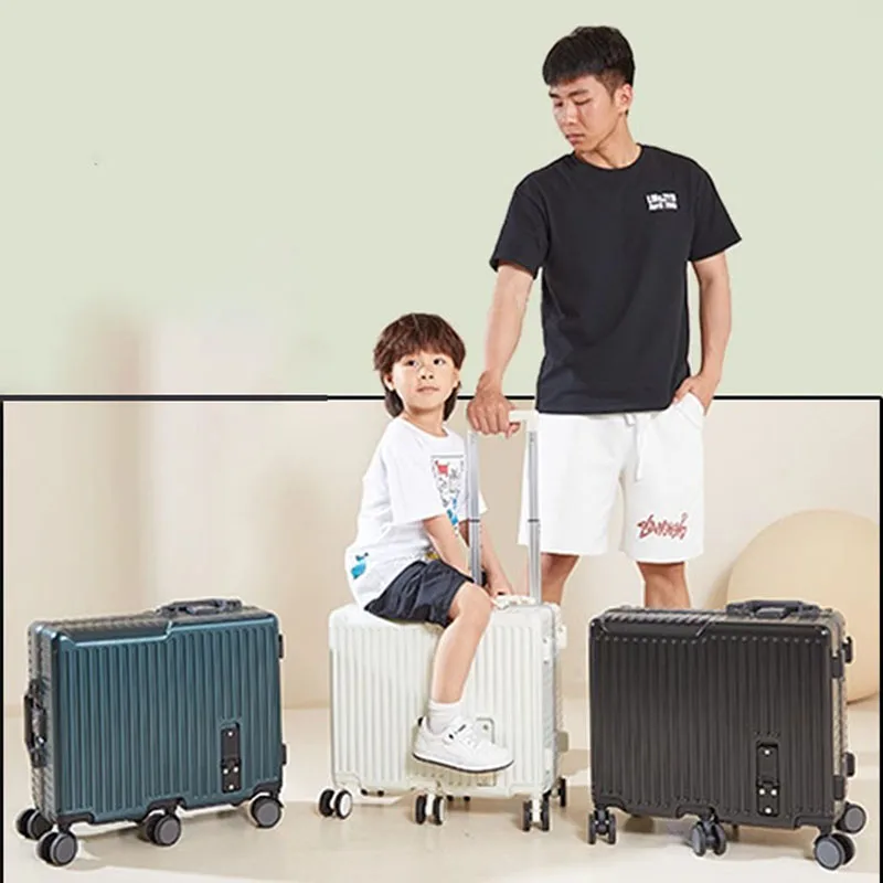 Suitcase Can Sit and Ride Lazy Man Children Luggage Trolley Case Six Wheel Suitcase Trip Cabin 20