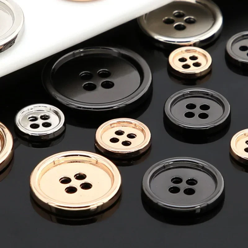 

50pcs 10-25MM Mirror Button For Overcoat Suit 4 Hole Metal Buttons For Clothes Luxury Brand Buttons Sewing Material Wholesale