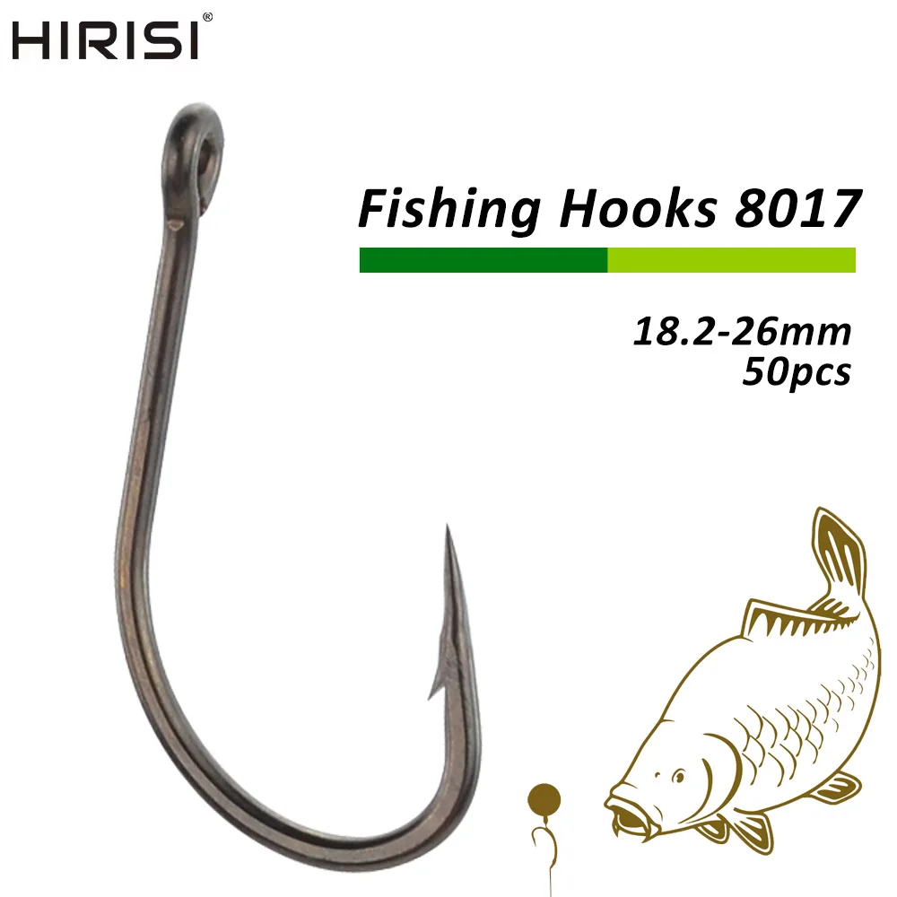 Hirisi 50pcs Carp Fishing Coating High Carbon Stainless Steel Barbed Hooks 8017  Fishing Hooks Accessories